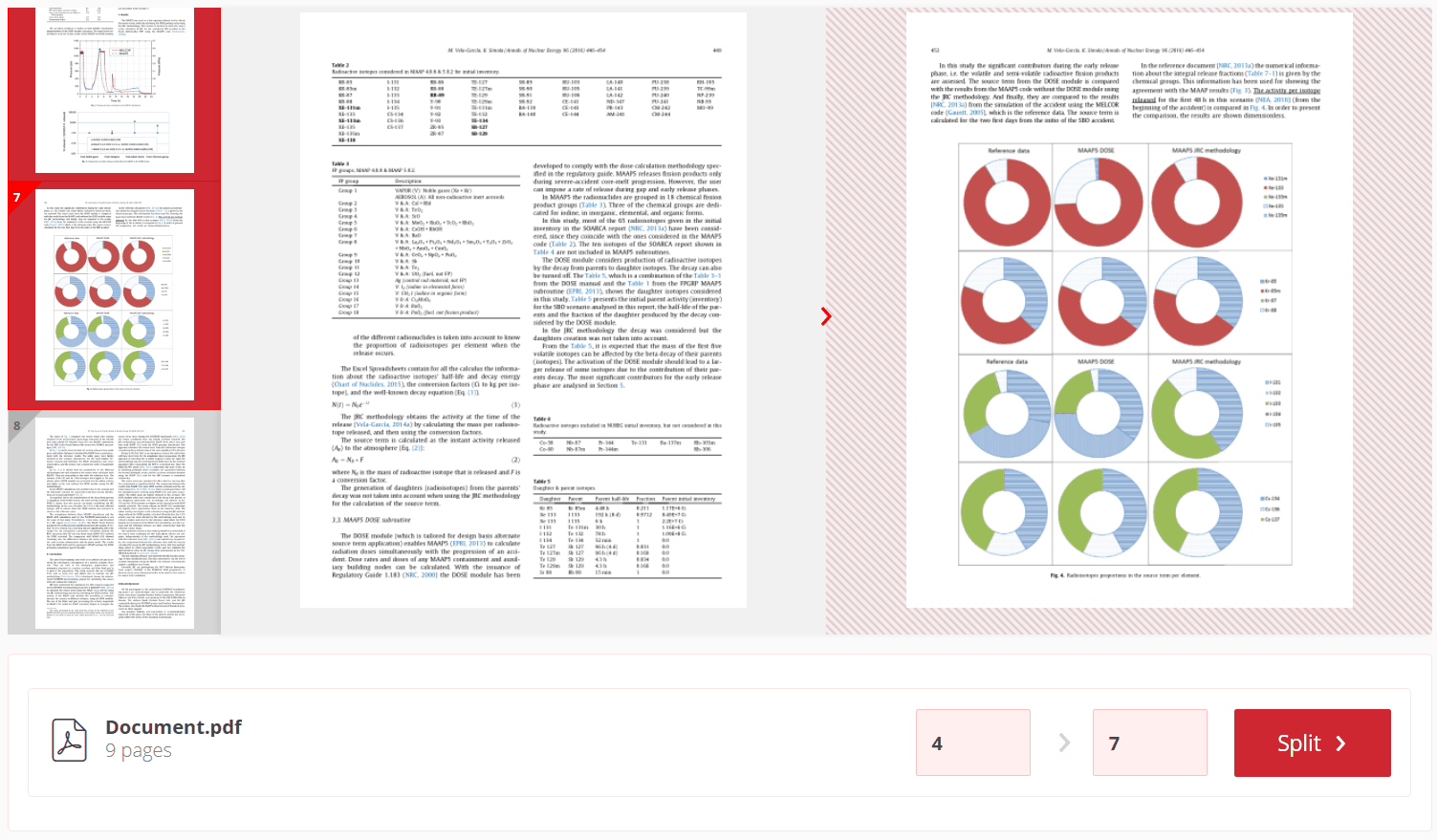 Clicca e seleziona gli intervalli di pagine da estrarre in singoli file PDF più piccoli